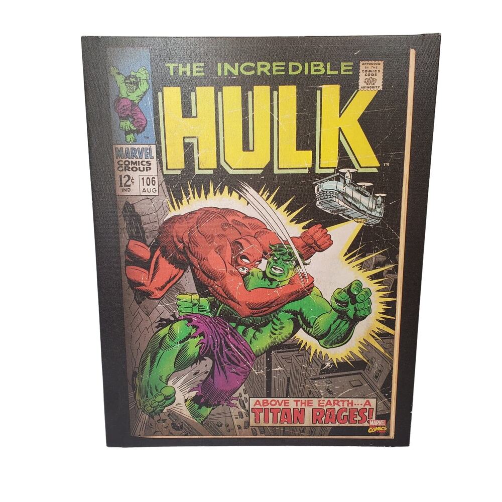 Artissimo Marvel Incredible Hulk Comic Cover Canvas Wall Art 18" x 14" Decor